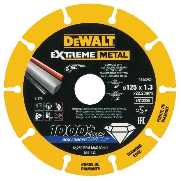 Алмазный диск отрезной по металлу 125х22.2 мм DEWALT DT40252