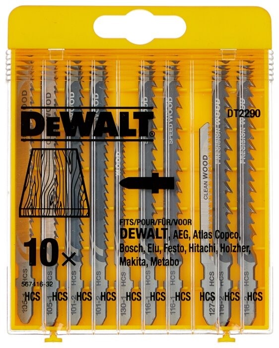 Пилки для лобзика по дереву 10 шт. DeWALT DT 2290